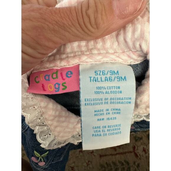 Vintage Cradle Togs kids Blue cherry Embroidered jean Denim Jacket Size 9M - Picture 6 of 6